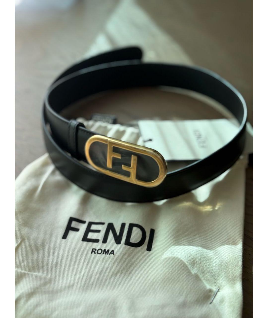 FENDI Черный кожаный ремень, фото 2