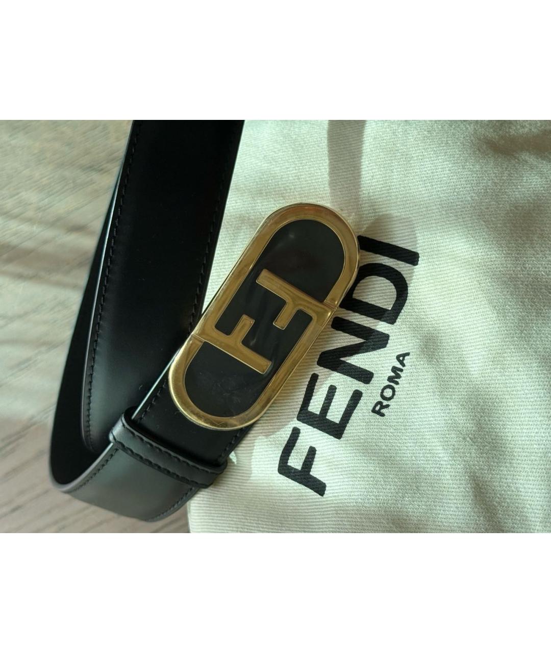 FENDI Черный кожаный ремень, фото 5