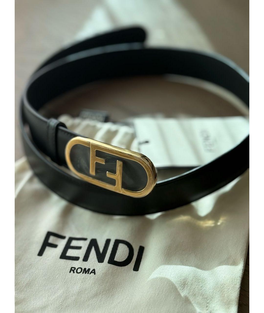 FENDI Черный кожаный ремень, фото 3