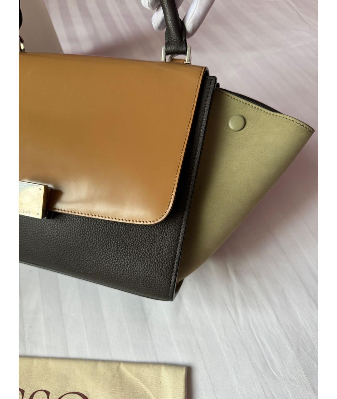 CELINE Коричневая кожаная сумка с короткими ручками, фото 7