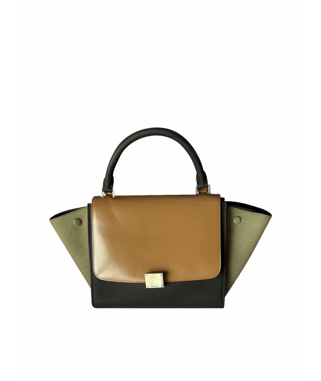 CELINE Коричневая кожаная сумка с короткими ручками, фото 1