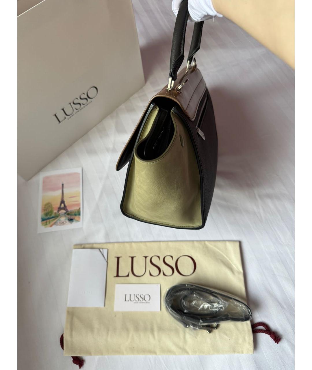 CELINE Коричневая кожаная сумка с короткими ручками, фото 5