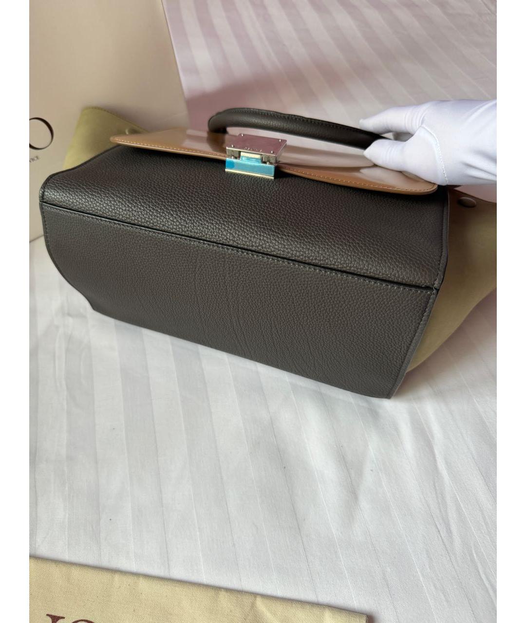 CELINE Коричневая кожаная сумка с короткими ручками, фото 8