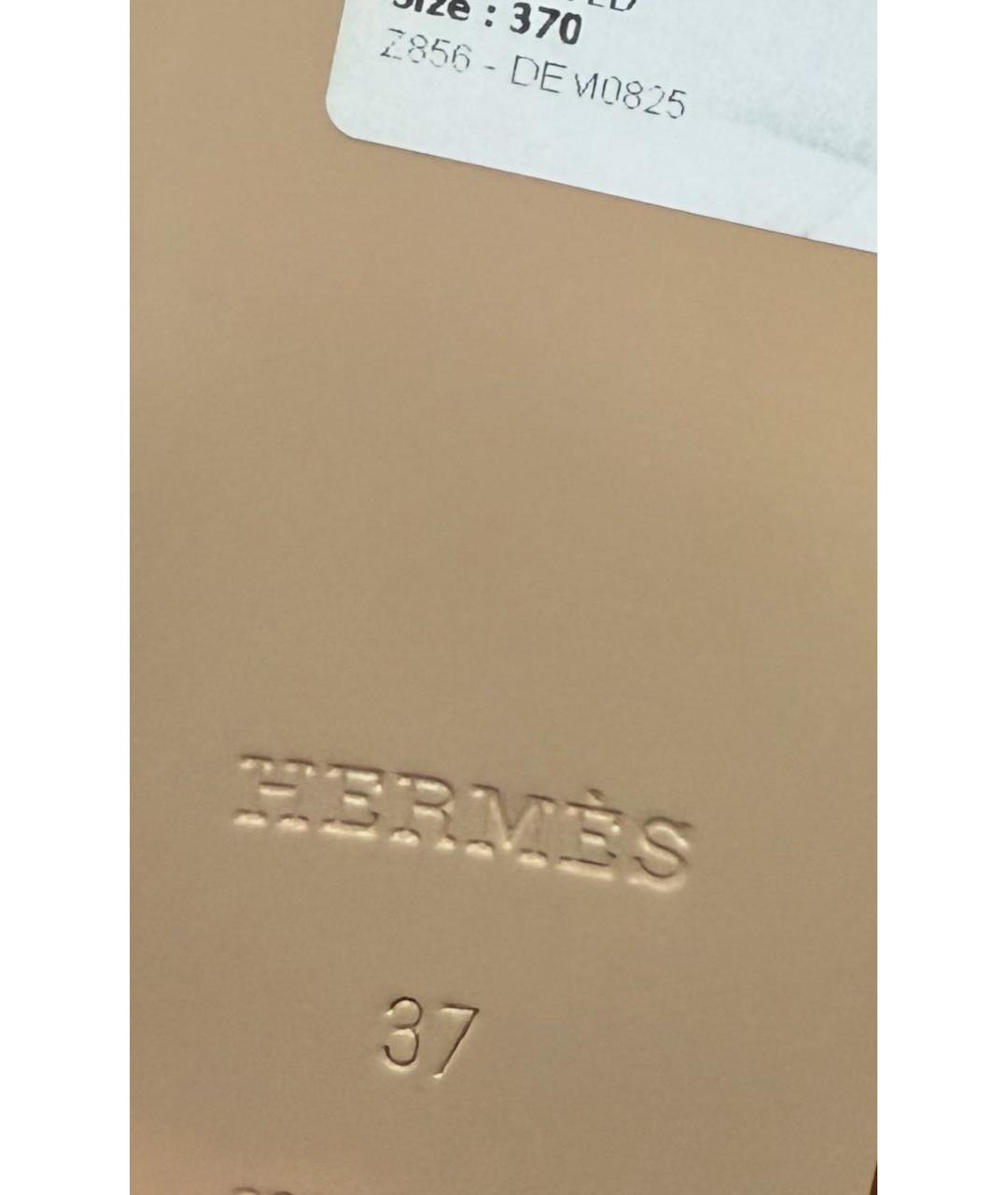 HERMES Коричневые кожаные босоножки, фото 3