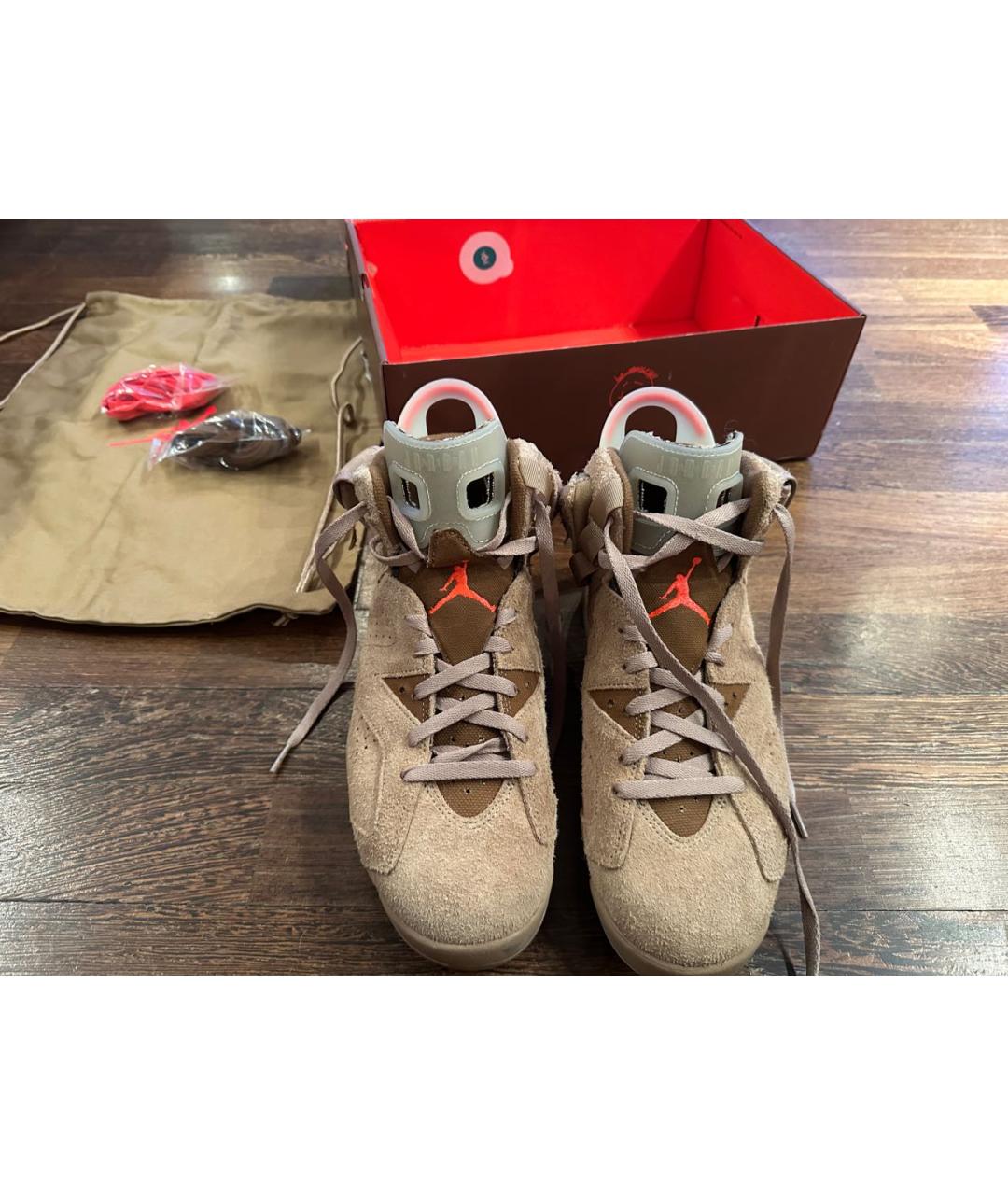 JORDAN Коричневые резиновые высокие кроссовки / кеды, фото 3