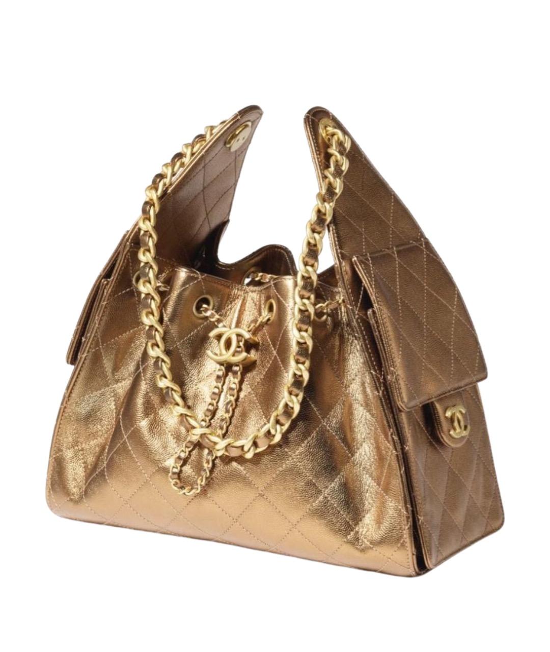 CHANEL Золотая сумка через плечо, фото 1