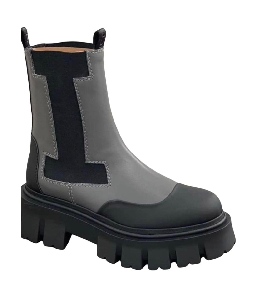 ICEBERG Серые кожаные ботинки, фото 1