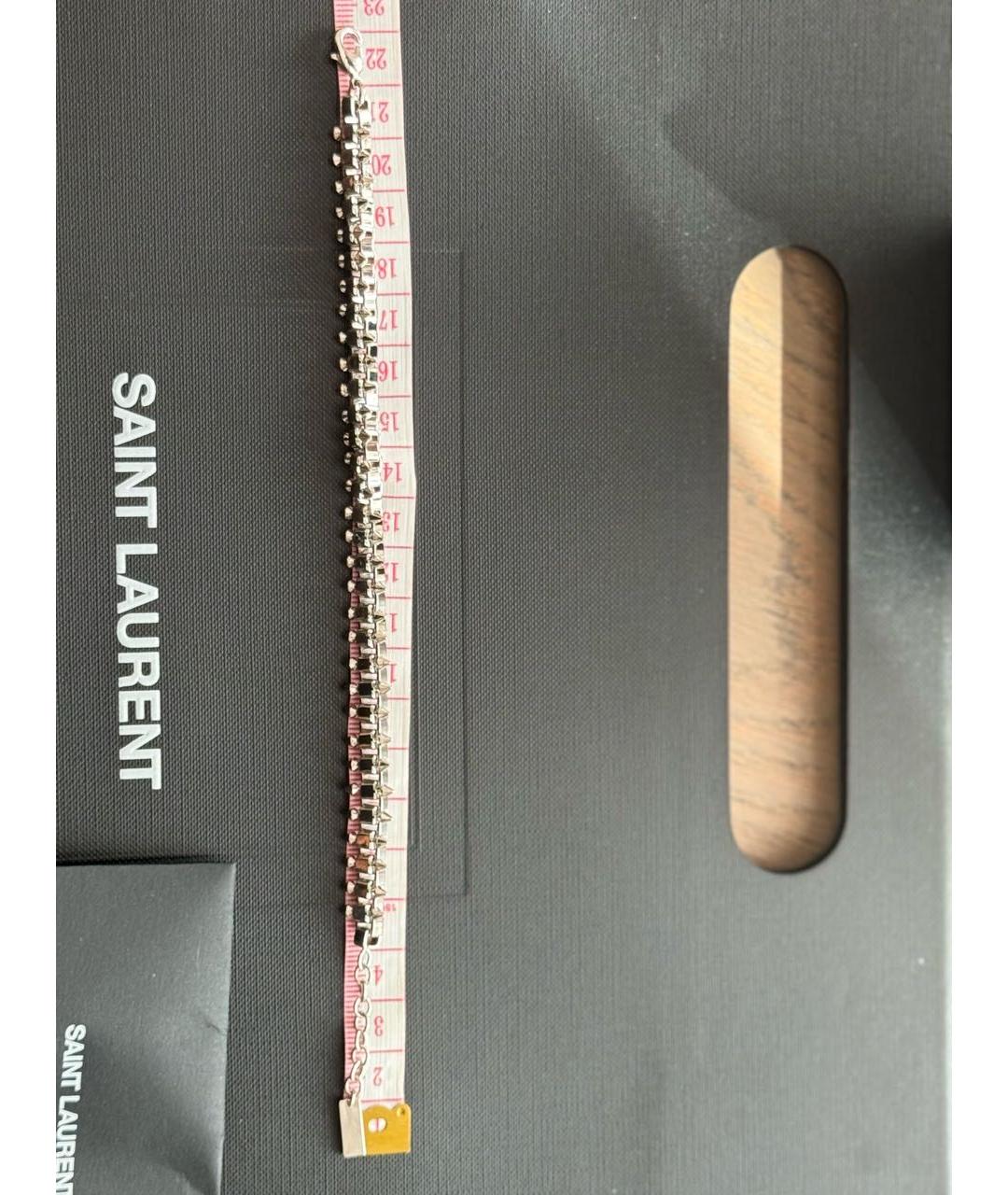 SAINT LAURENT Серебрянный латунный браслет, фото 8