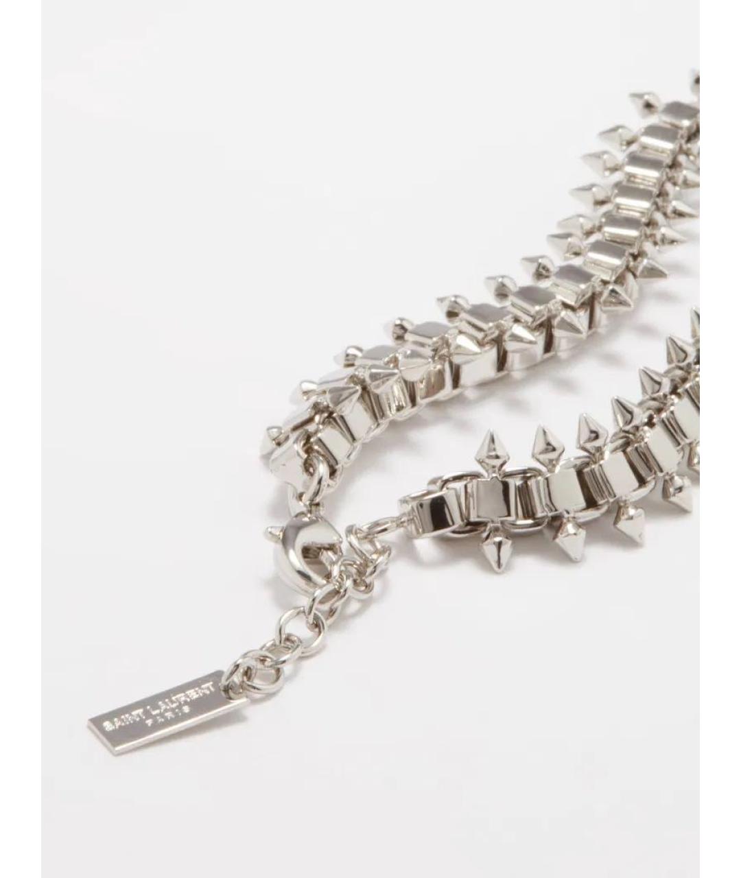 SAINT LAURENT Серебрянный латунный браслет, фото 7