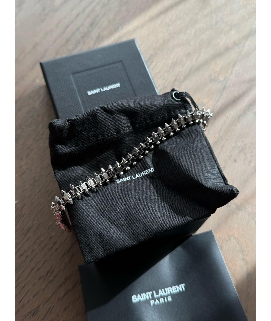SAINT LAURENT Серебрянный латунный браслет, фото 3