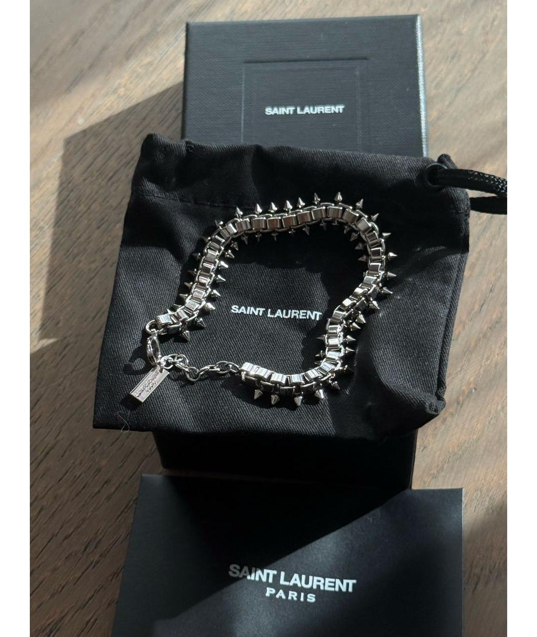SAINT LAURENT Серебрянный латунный браслет, фото 2
