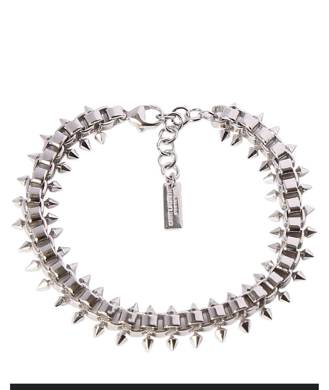 SAINT LAURENT Серебрянный латунный браслет, фото 9