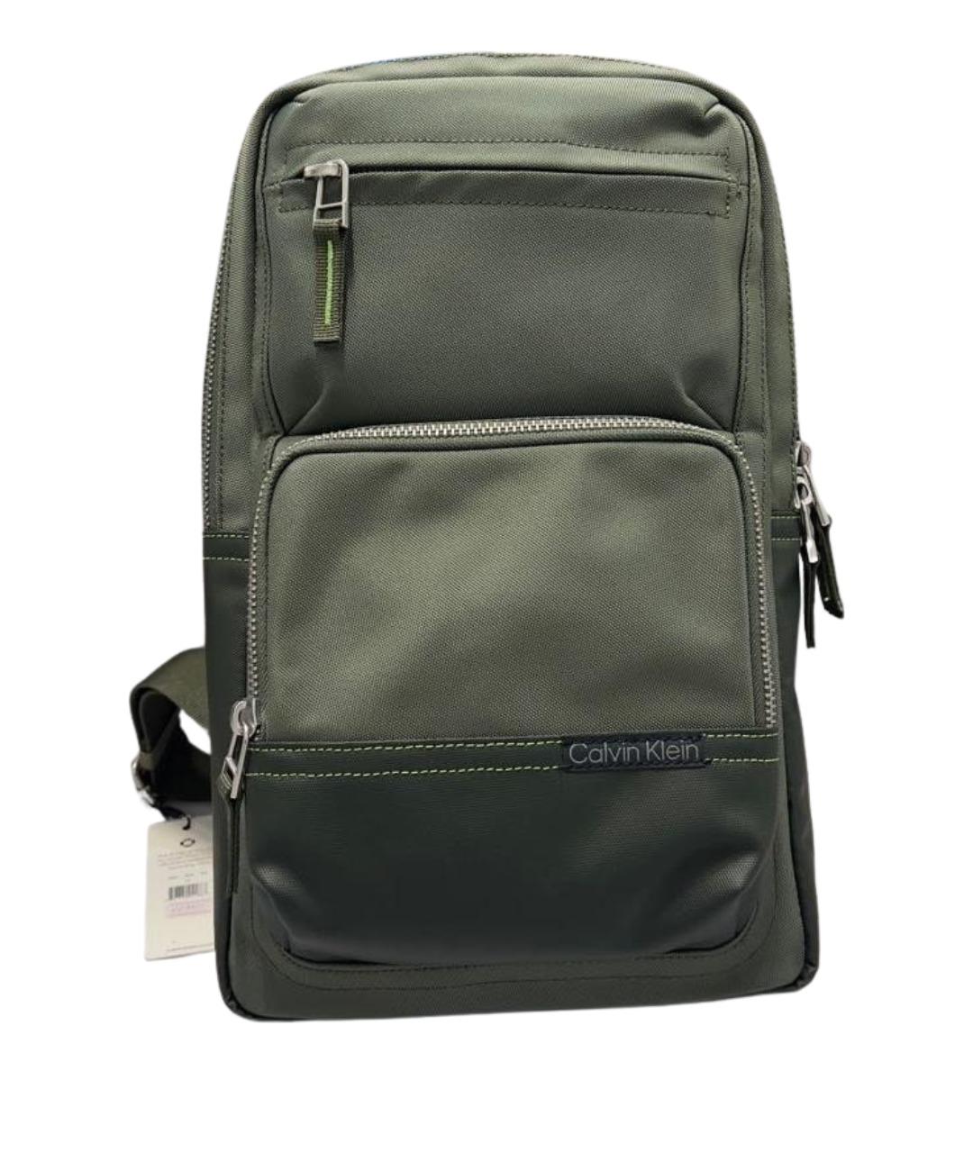 CALVIN KLEIN Хаки тканевая сумка на плечо, фото 1