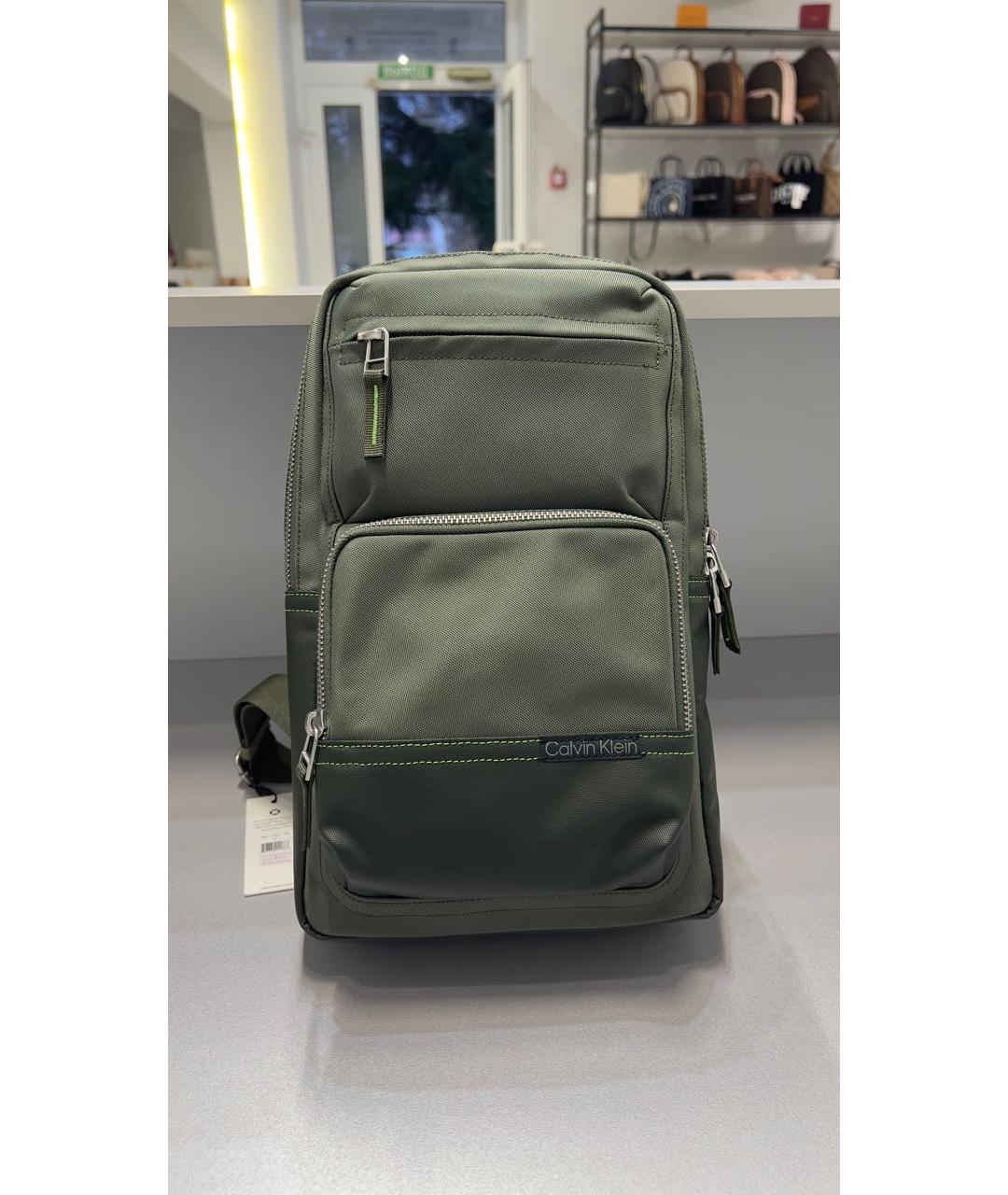 CALVIN KLEIN Хаки тканевая сумка на плечо, фото 5