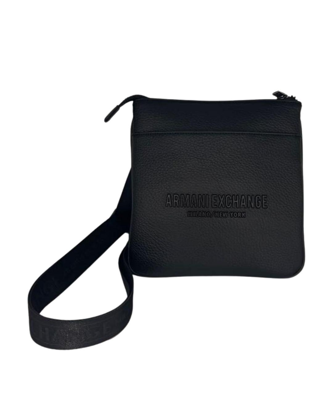ARMANI EXCHANGE Черная кожаная сумка на плечо, фото 1