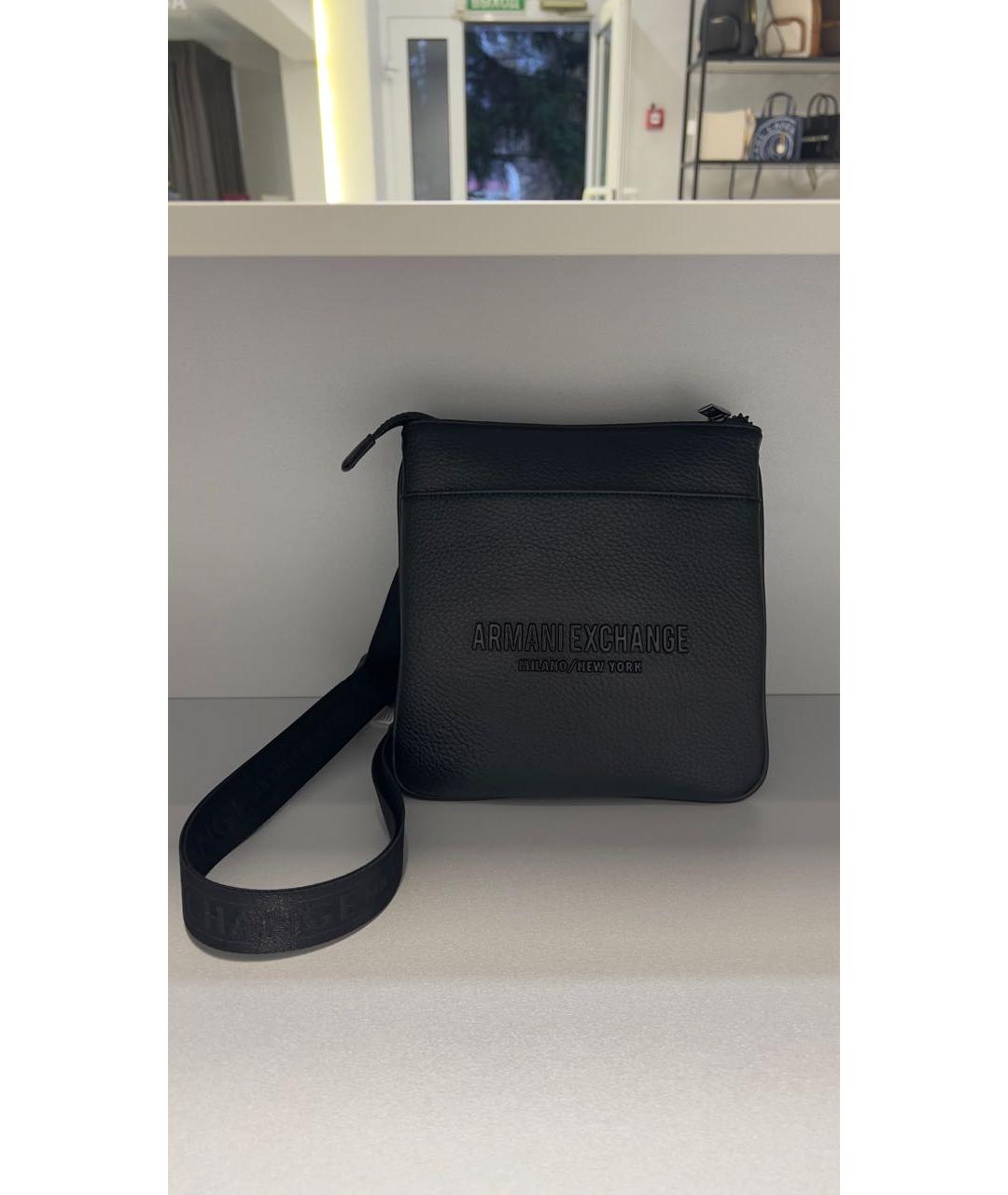 ARMANI EXCHANGE Черная кожаная сумка на плечо, фото 5