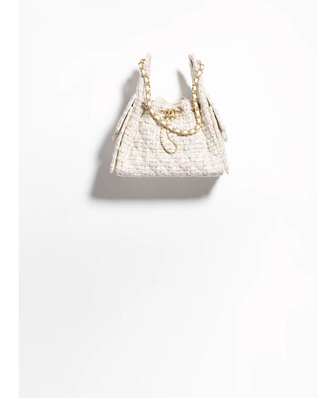 CHANEL Белая тканевая сумка через плечо, фото 5