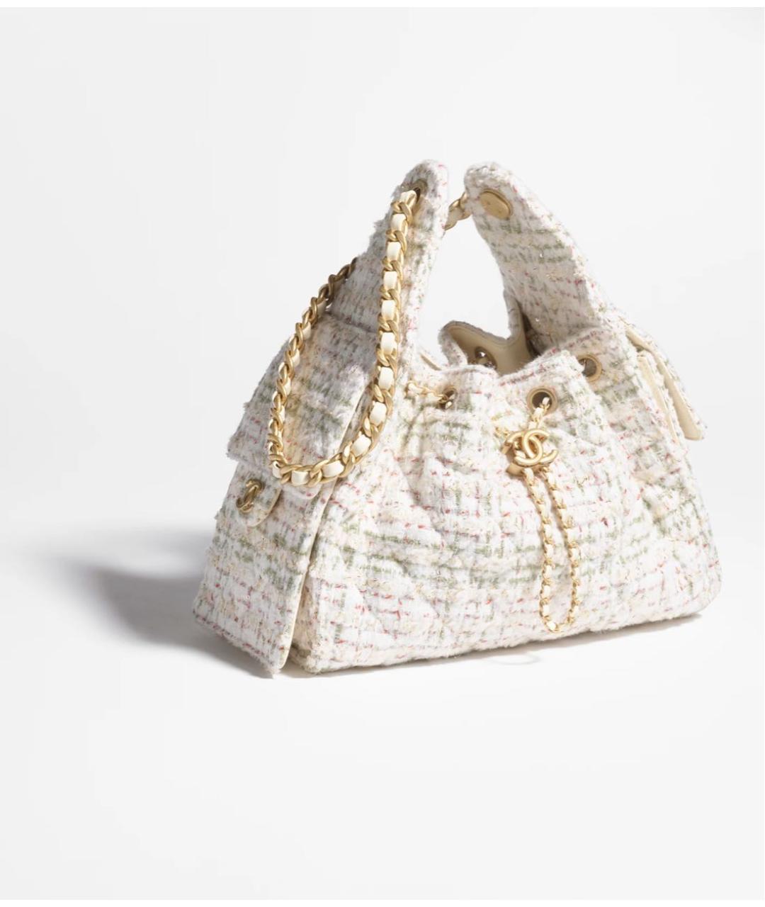 CHANEL Белая тканевая сумка через плечо, фото 2