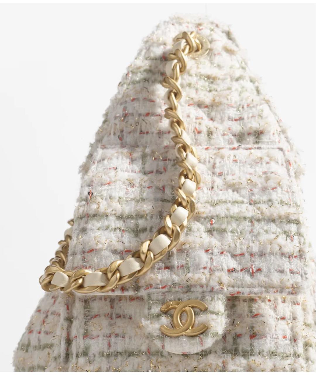 CHANEL Белая тканевая сумка через плечо, фото 4