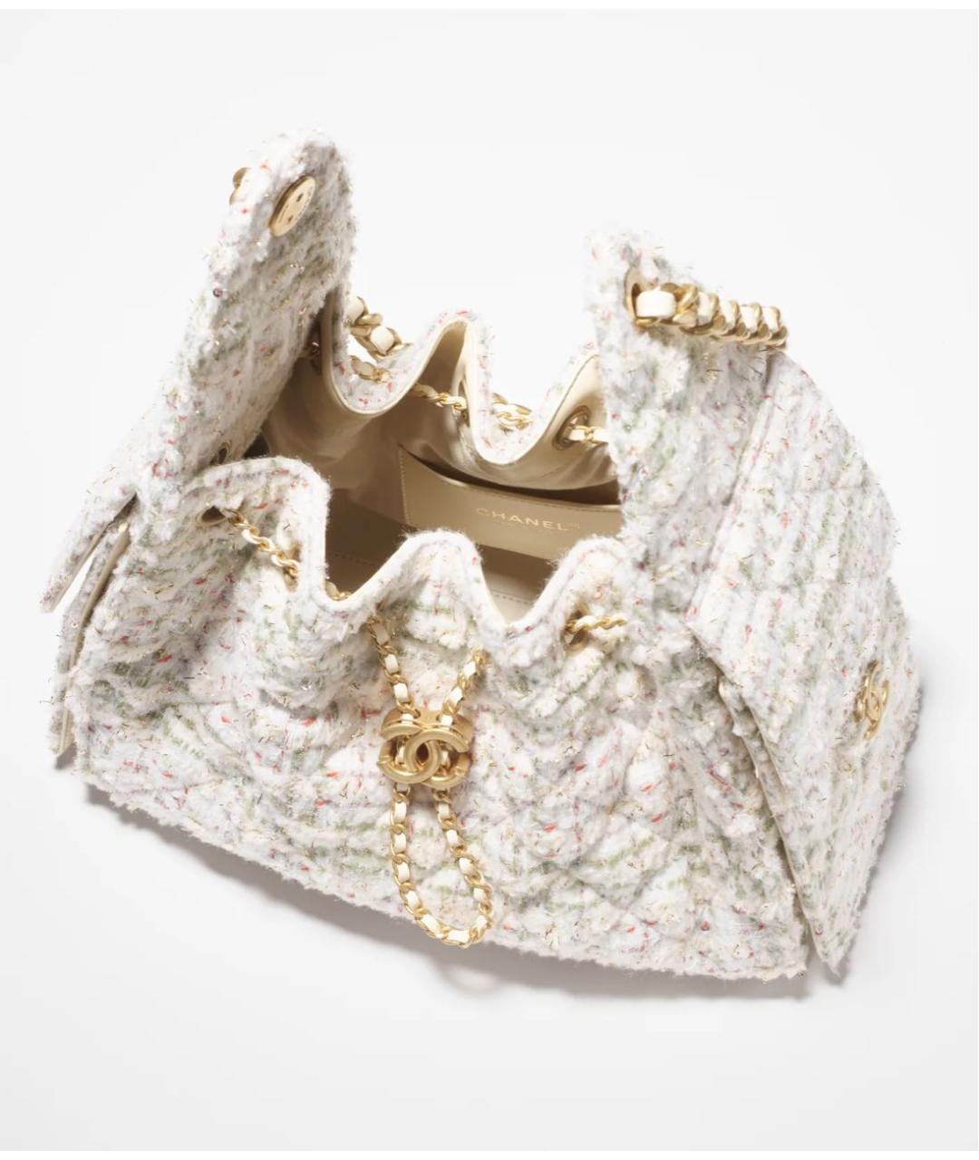 CHANEL Белая тканевая сумка через плечо, фото 3