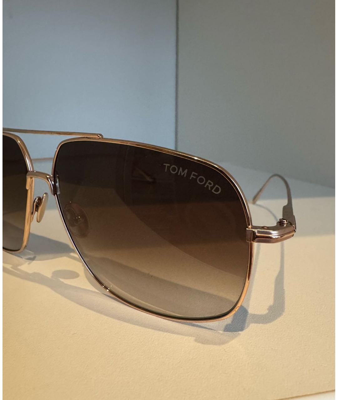 TOM FORD Коричневые металлические солнцезащитные очки, фото 3