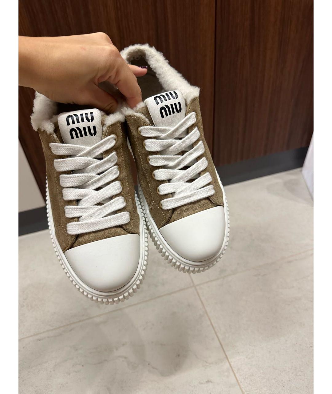 MIU MIU Коричневые замшевые кеды, фото 4