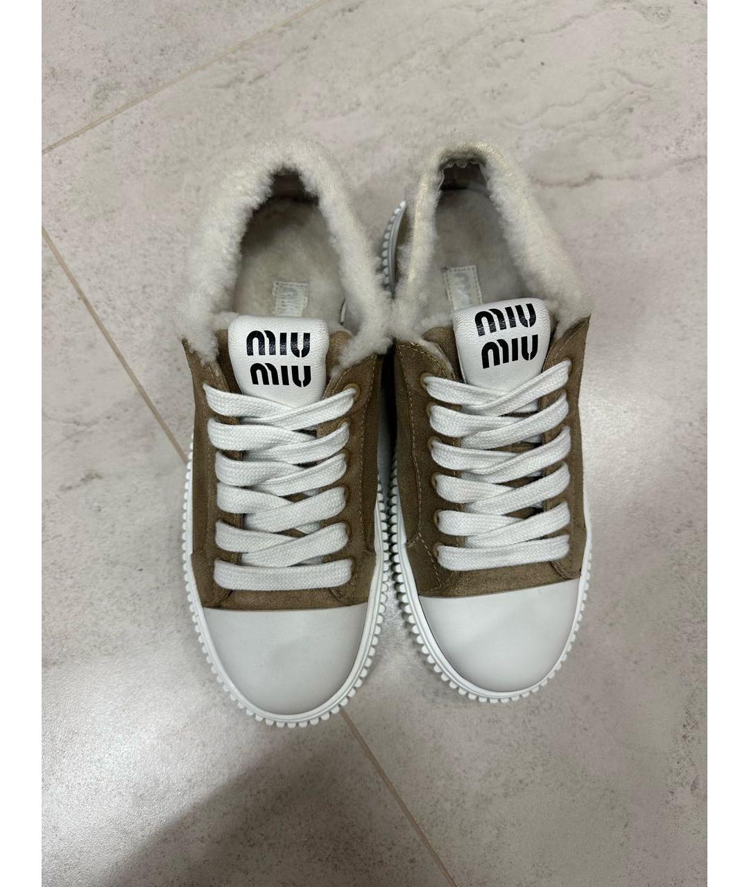 MIU MIU Коричневые замшевые кеды, фото 2