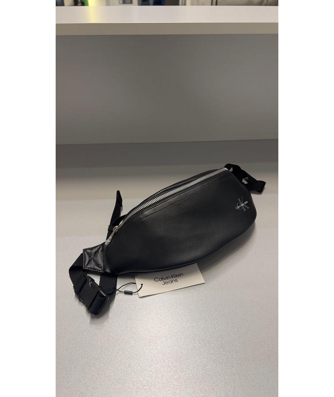 CALVIN KLEIN Черная кожаная поясная сумка, фото 2