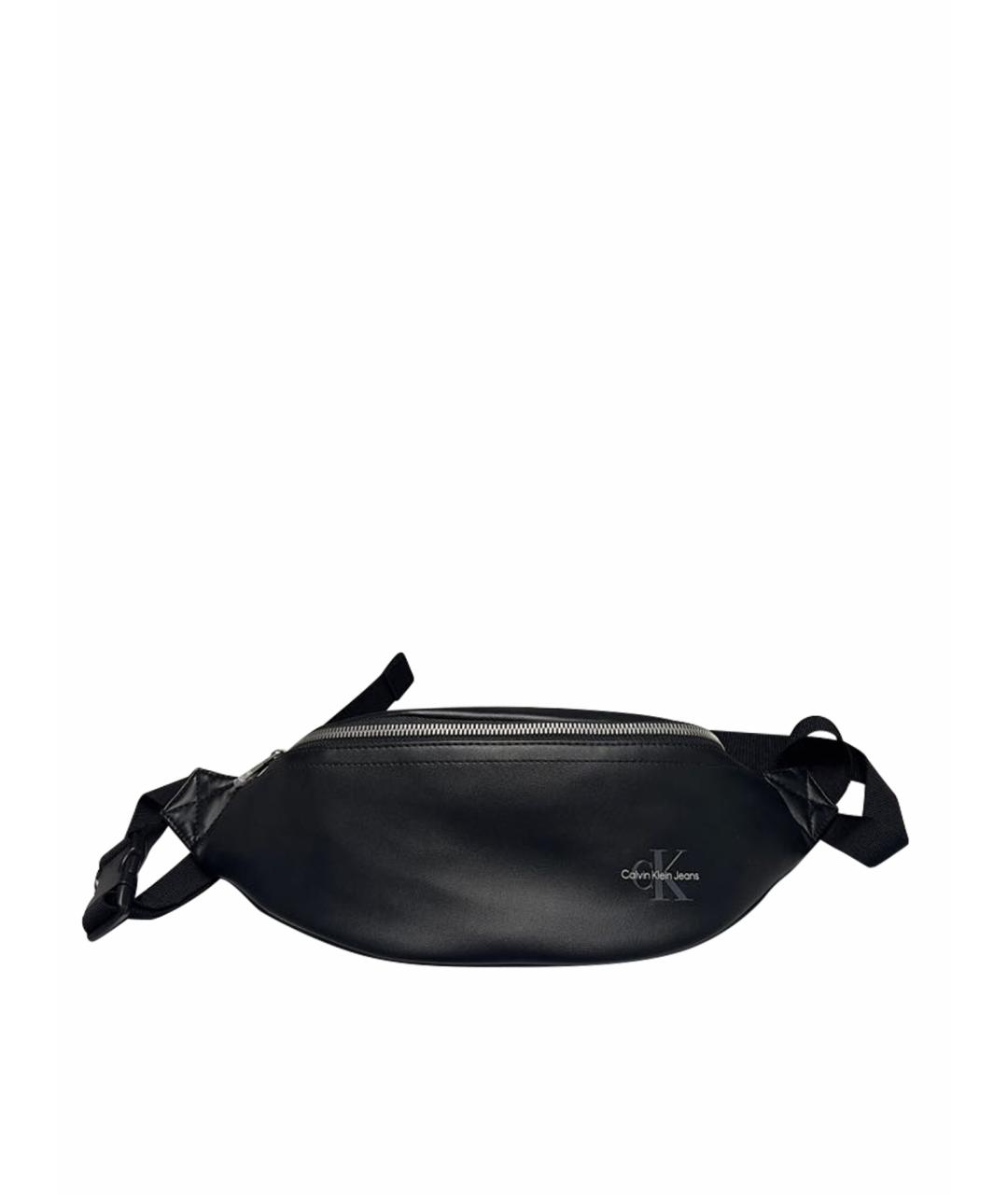 CALVIN KLEIN Черная кожаная поясная сумка, фото 1