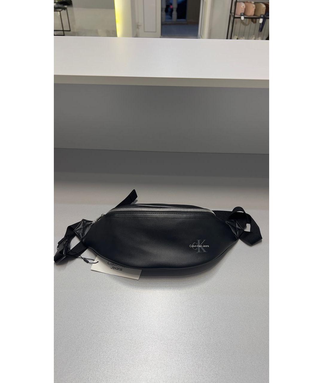 CALVIN KLEIN Черная кожаная поясная сумка, фото 5