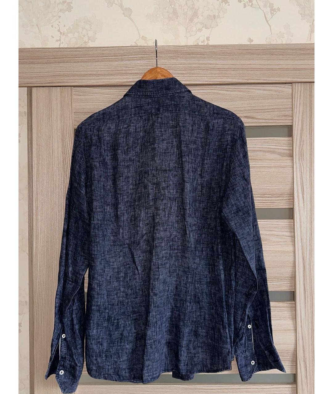 BRUNELLO CUCINELLI Темно-синяя льняная кэжуал рубашка, фото 2