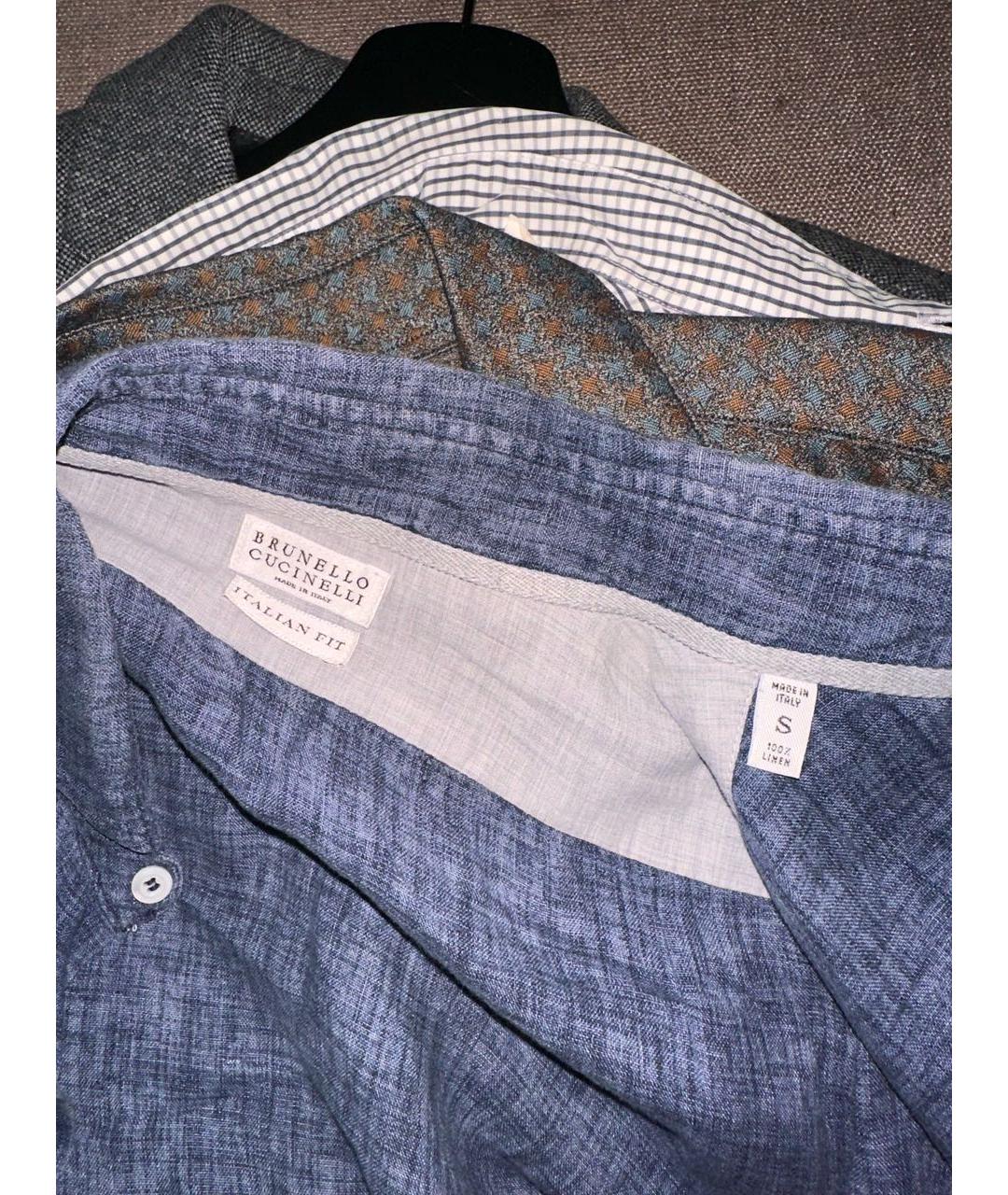 BRUNELLO CUCINELLI Темно-синяя льняная кэжуал рубашка, фото 3