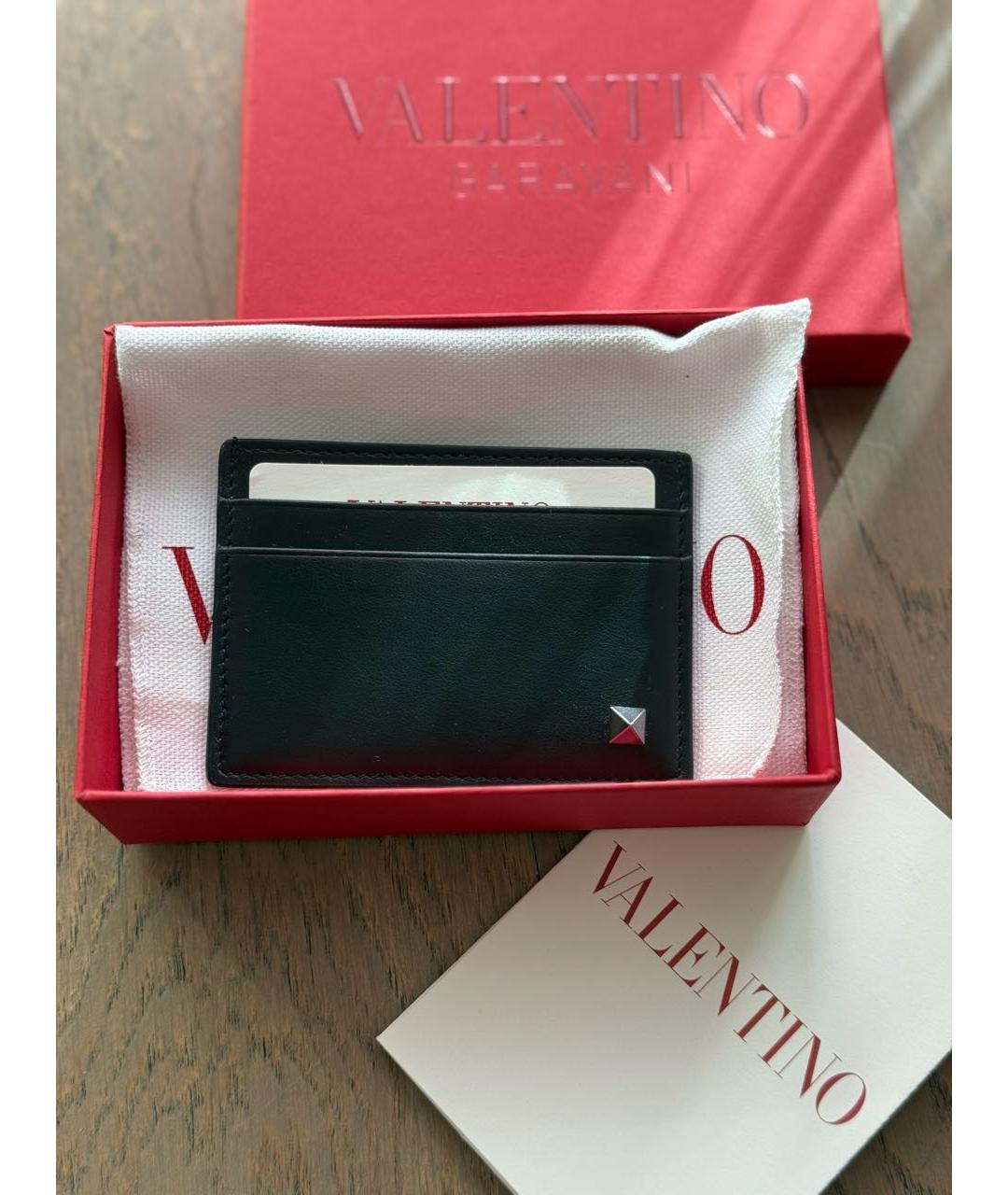 VALENTINO Черный кожаный кардхолдер, фото 2