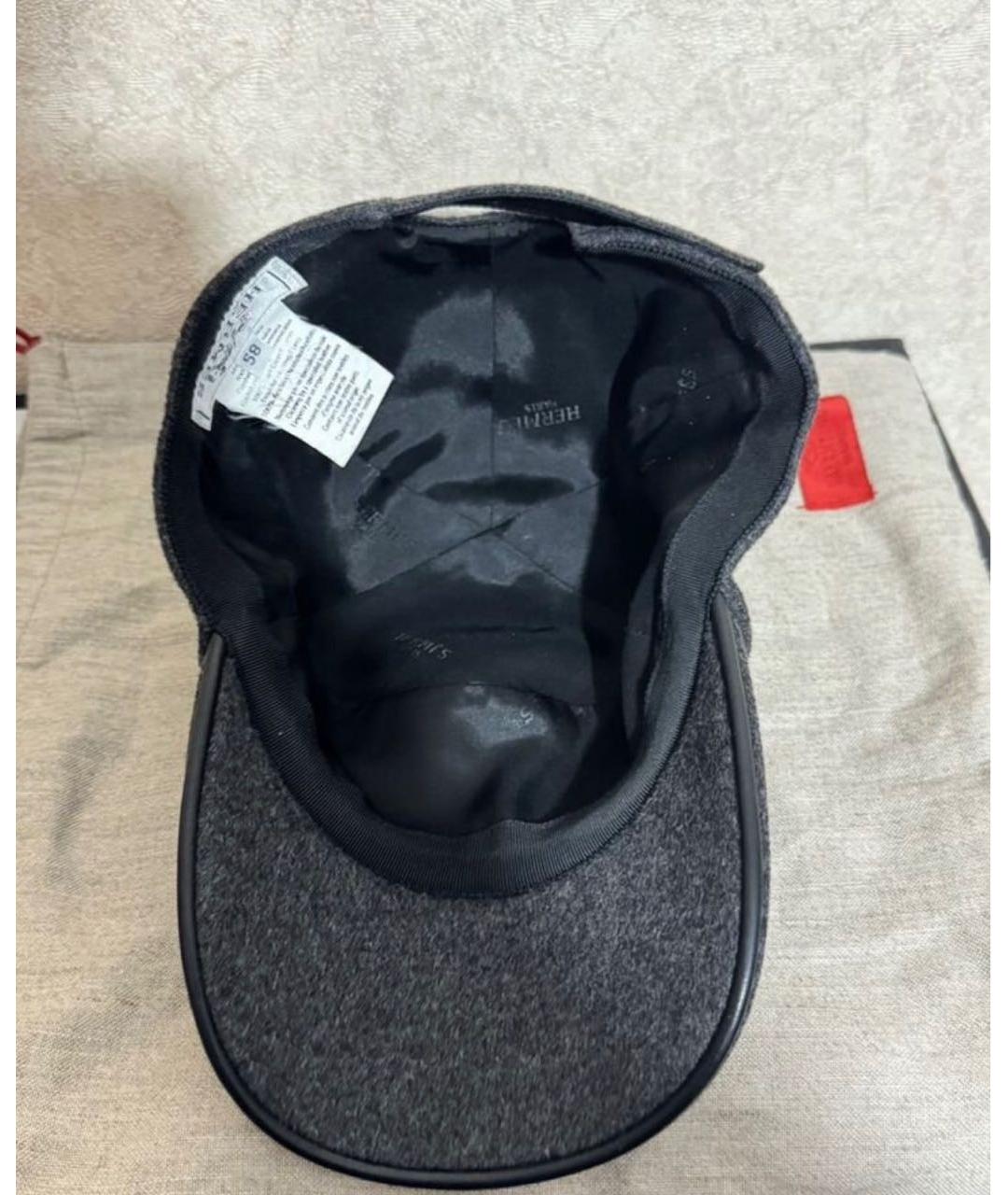 HERMES Серая кашемировая кепка/бейсболка, фото 4