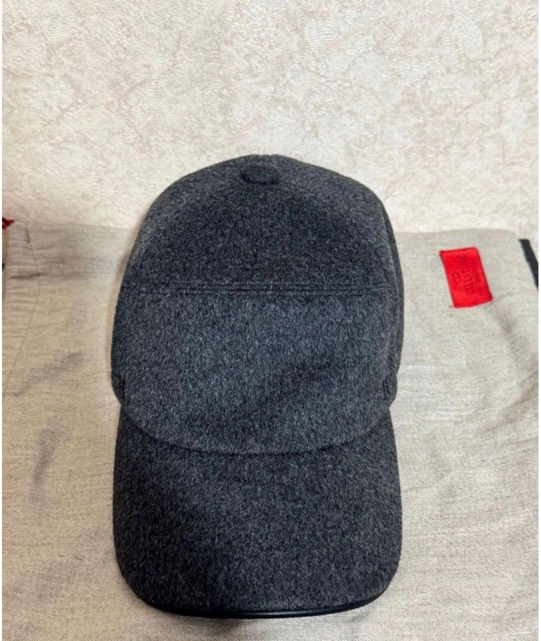 HERMES Серая кашемировая кепка/бейсболка, фото 3