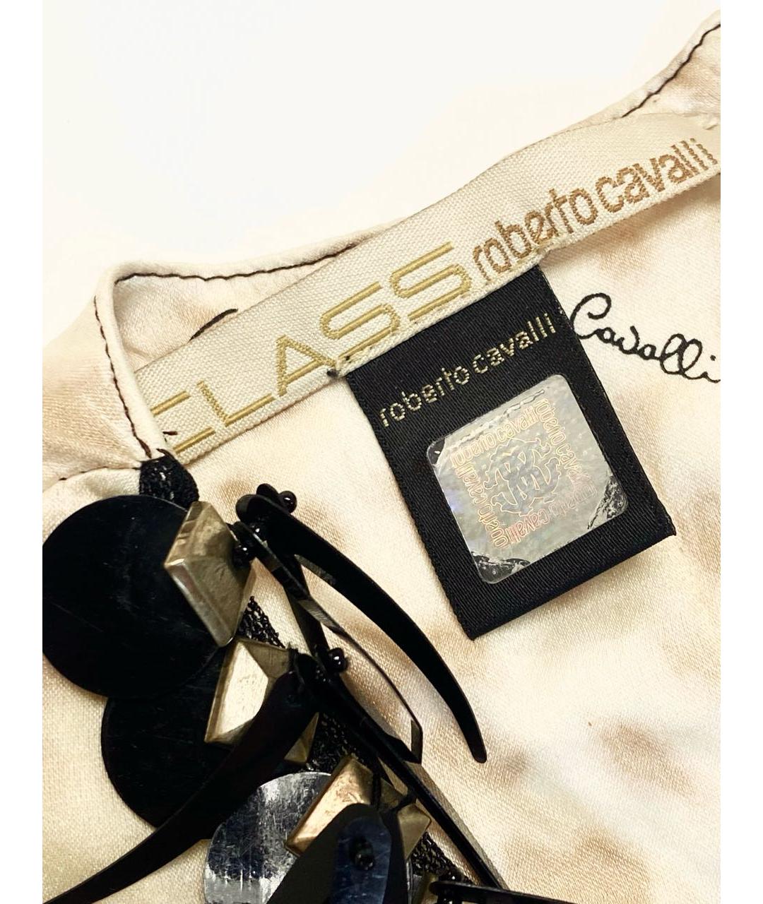 ROBERTO CAVALLI Бежевое вискозное коктейльное платье, фото 2