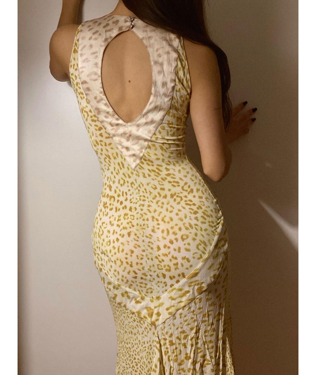 ROBERTO CAVALLI Бежевое вискозное коктейльное платье, фото 5