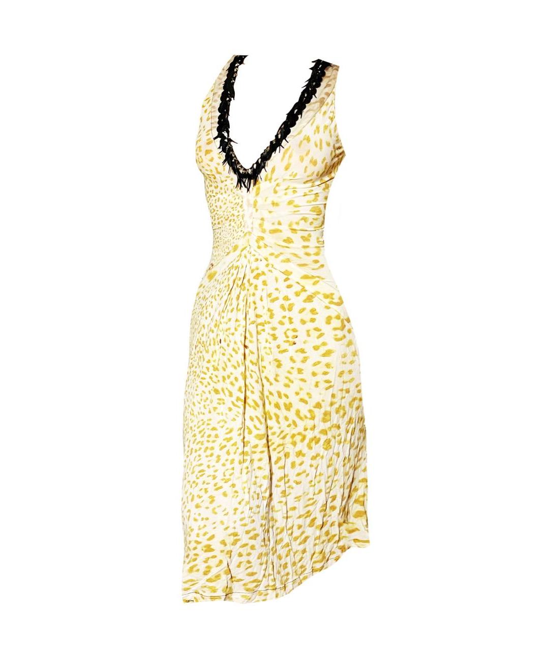 ROBERTO CAVALLI Бежевое вискозное коктейльное платье, фото 7