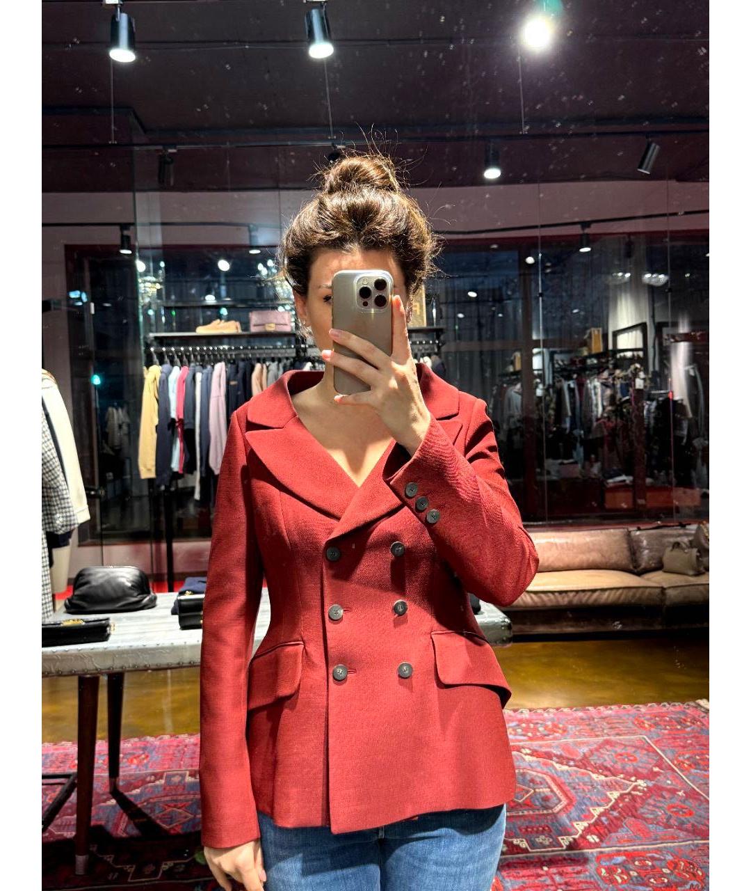 CHRISTIAN DIOR Бордовый шерстяной жакет/пиджак, фото 7