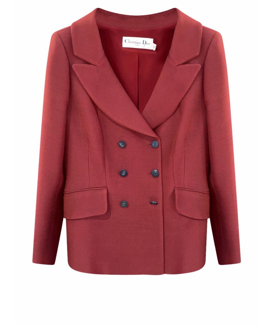 CHRISTIAN DIOR Бордовый шерстяной жакет/пиджак, фото 9