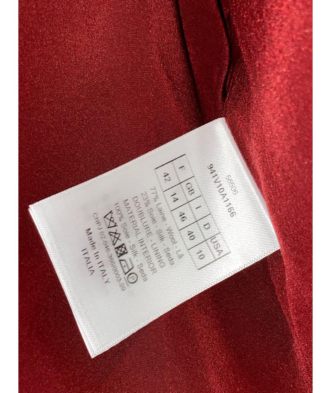 CHRISTIAN DIOR Бордовый шерстяной жакет/пиджак, фото 6