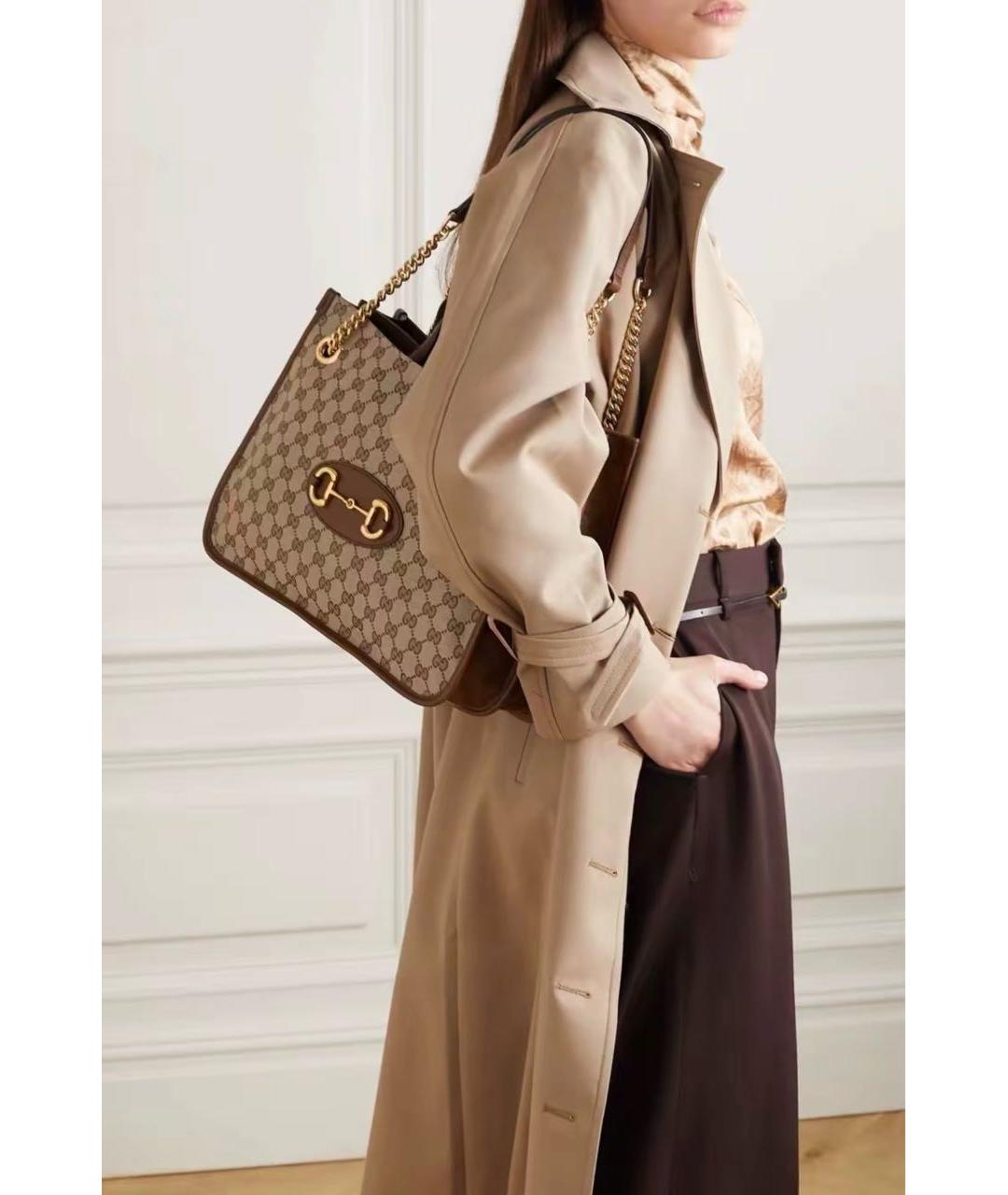 GUCCI Бежевая жаккардовая сумка тоут, фото 7