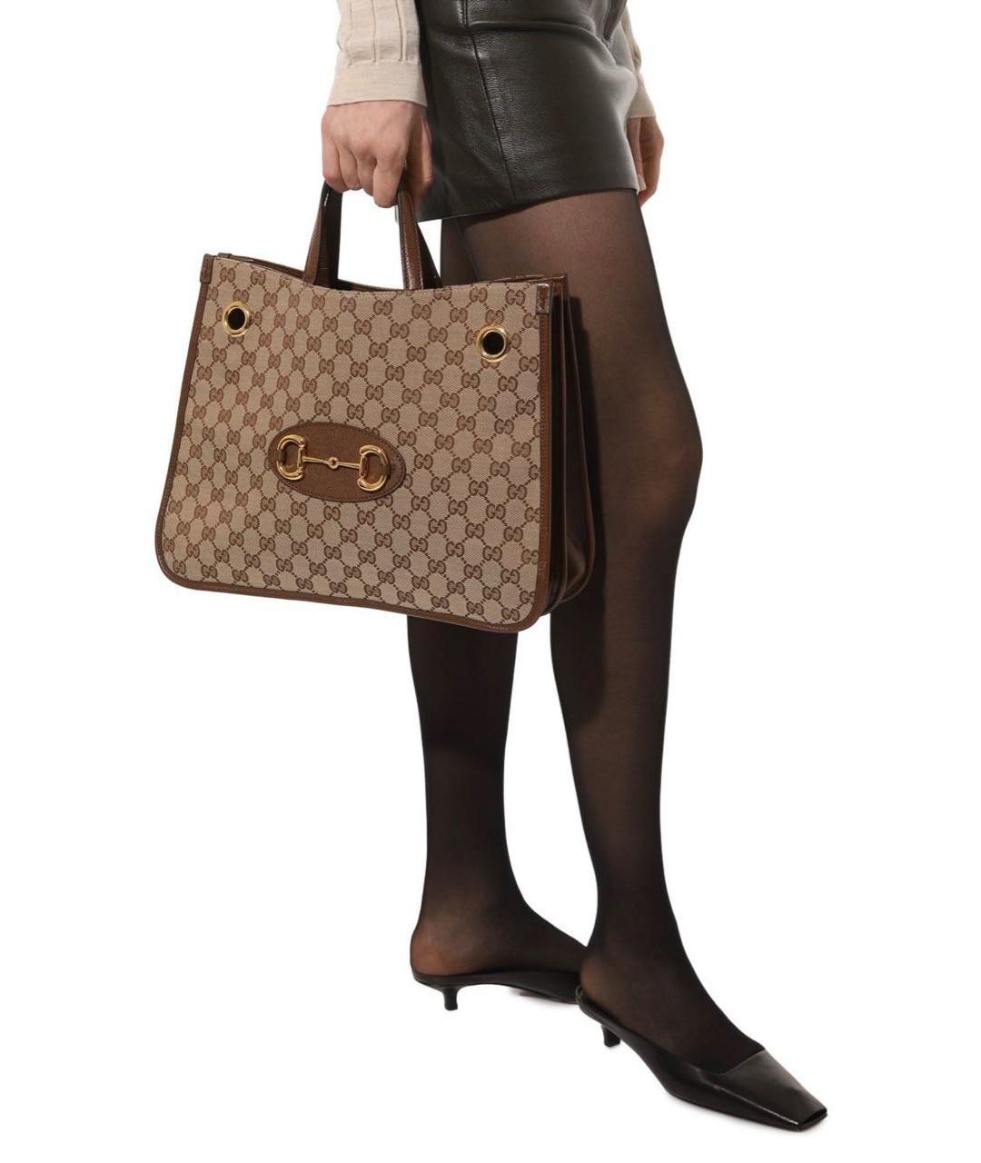 GUCCI Бежевая жаккардовая сумка тоут, фото 8