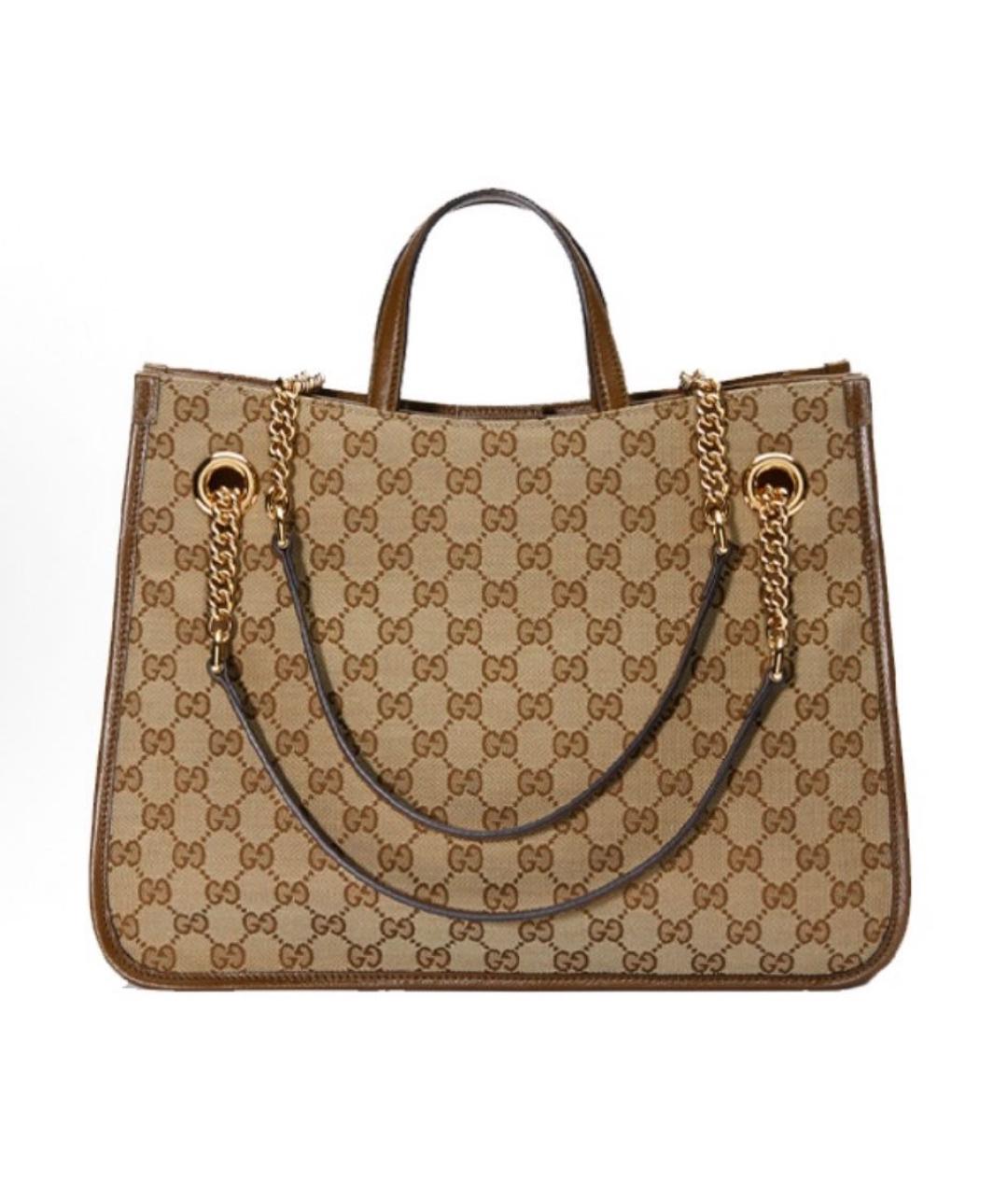 GUCCI Бежевая жаккардовая сумка тоут, фото 3