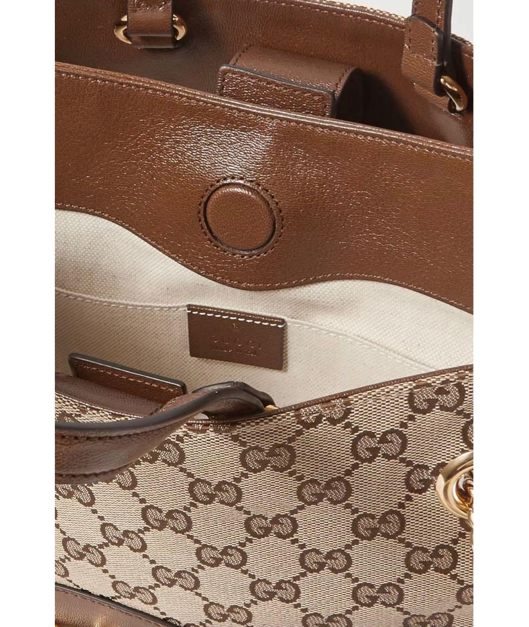 GUCCI Бежевая жаккардовая сумка тоут, фото 6