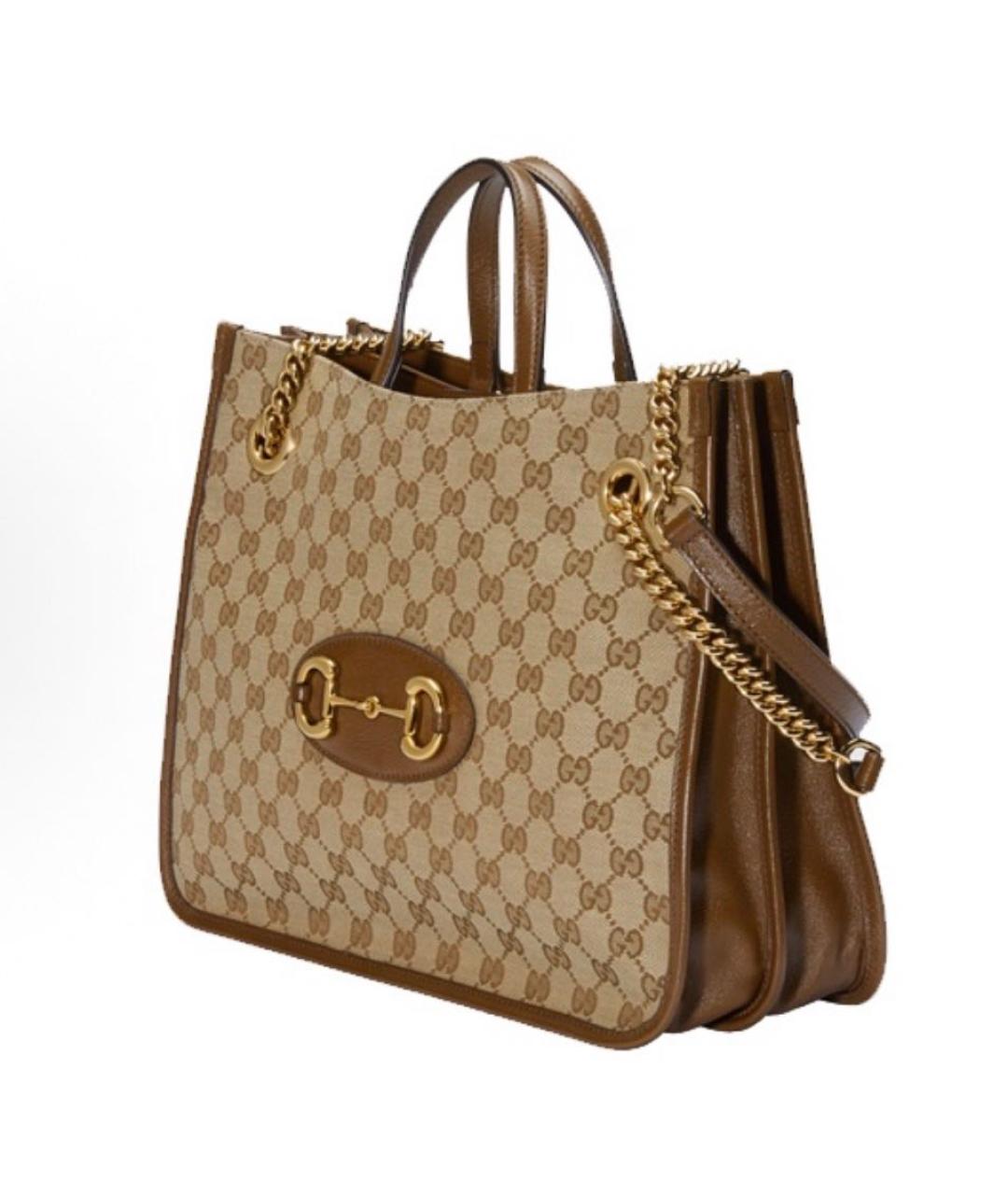 GUCCI Бежевая жаккардовая сумка тоут, фото 2