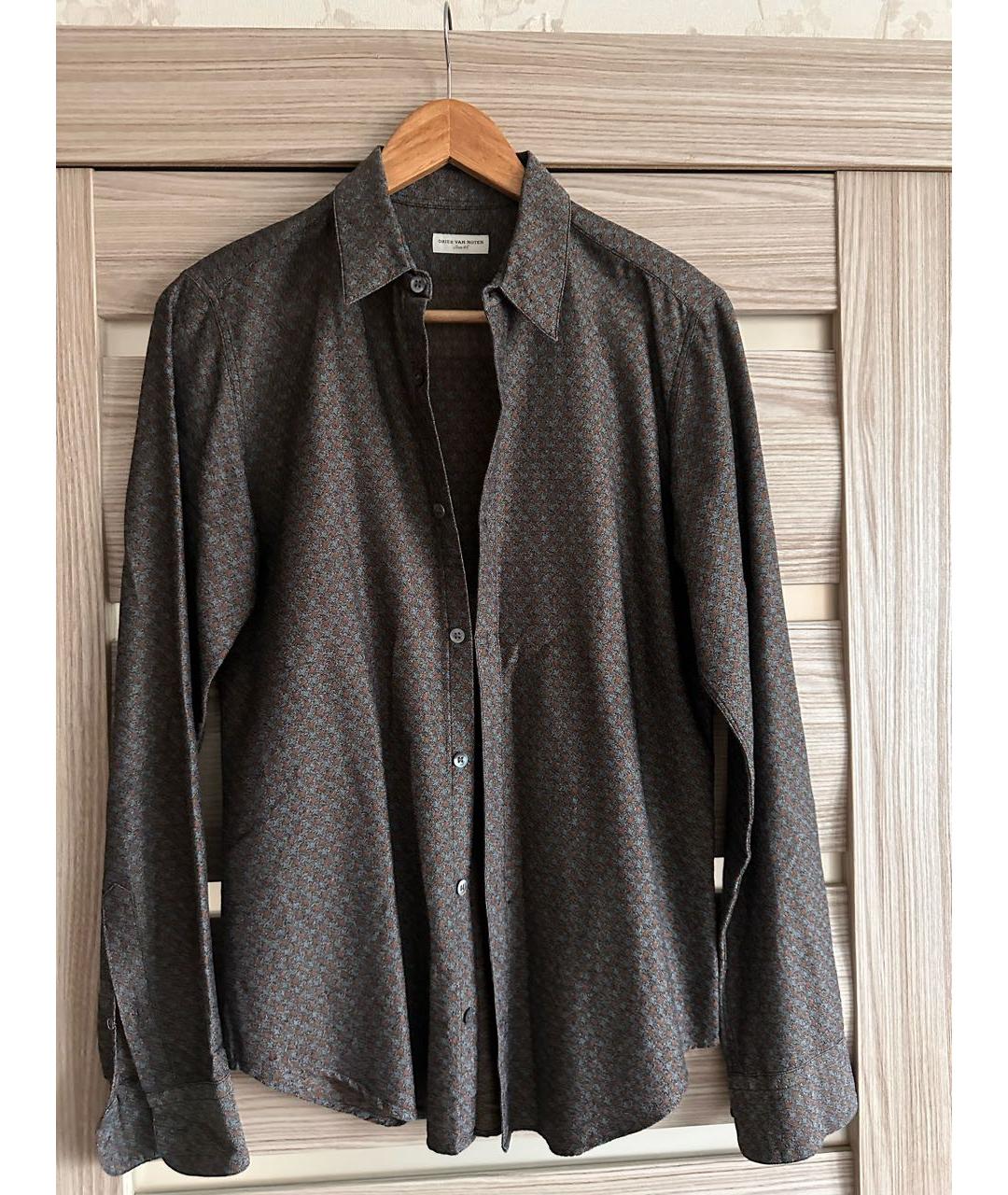DRIES VAN NOTEN Коричневая хлопковая кэжуал рубашка, фото 4