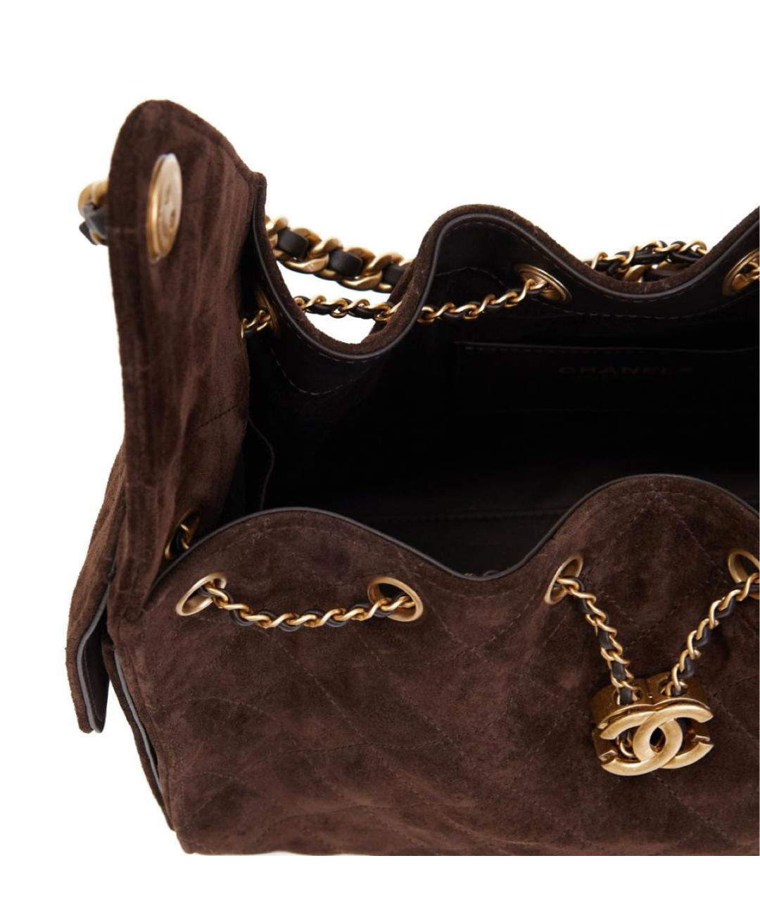CHANEL Коричневая замшевая сумка через плечо, фото 6