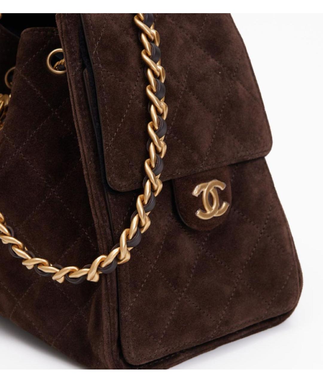 CHANEL Коричневая замшевая сумка через плечо, фото 4