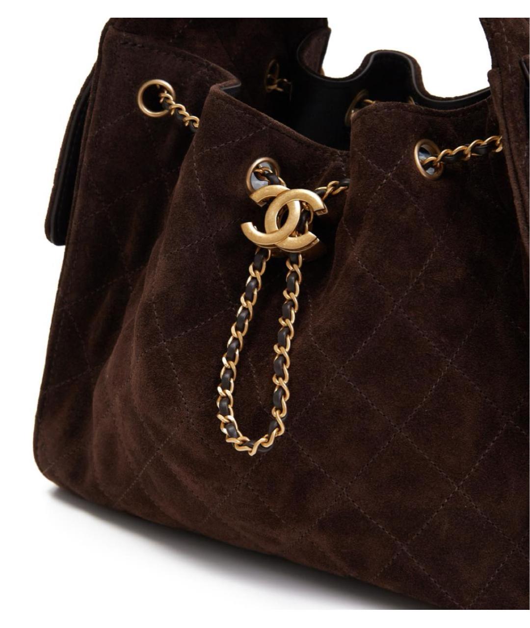 CHANEL Коричневая замшевая сумка через плечо, фото 3